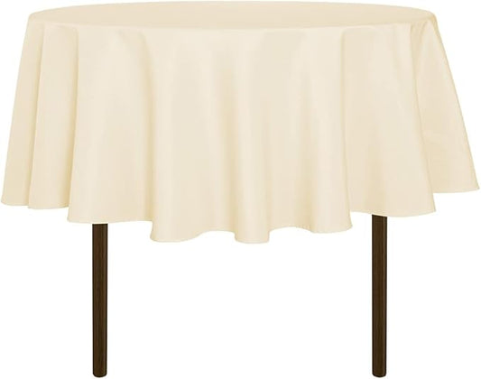 sancua Round Tablecloth - 48 Inch - Water Resistant Spill Proof Washable Polyester Table Cloth Decorative Fabric Table Cover for Dining Buffet Parties, Beige (Fits 30-36 Inch Tables)