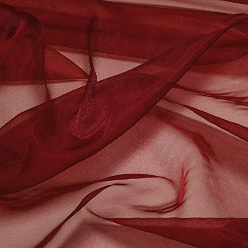 VDS Maroon Organza Fabric, 25 Yards Continuous, 45” Wide, Wedding Party Decoration Iridescent Crystal Sheer Shiny Organza Tulle Bridal Dress DIY Crafts Costume Sewing Backdrop Arch Cloth