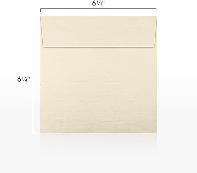 LUXPaper Square Invitation Envelopes | Peel & Press | 6 1/2" x 6 1/2" | Natural Linen | 80lb. Text | 50 Qty