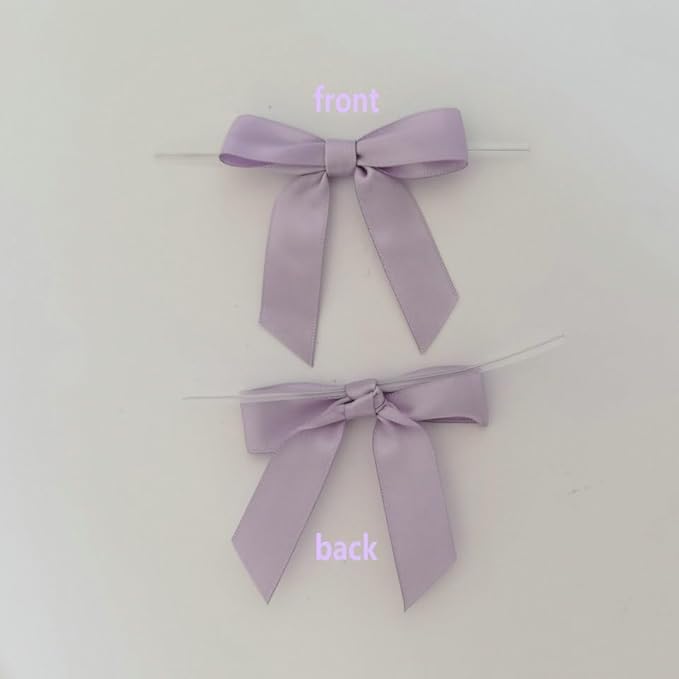 50pcs 2-1/2" Lavender Satin Ribbon Bows with Twist Ties Mini Ribbon Bows for Candy Partiy Decoration Gift Packing&Wrapping Accessoried(Lavender)