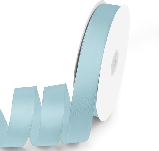 1" x 100 Yards Satin Ribbon - Lihgt Blue Silk Ribbon with Spool - Ideal for Gift Wrapping, Floral Bouquets, Crafts, Wedding Party Decorations, Christmas and Sewing Projects