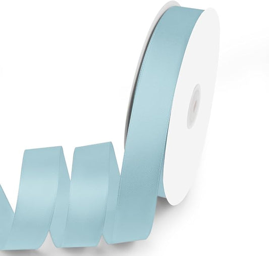 1" x 100 Yards Satin Ribbon - Lihgt Blue Silk Ribbon with Spool - Ideal for Gift Wrapping, Floral Bouquets, Crafts, Wedding Party Decorations, Christmas and Sewing Projects