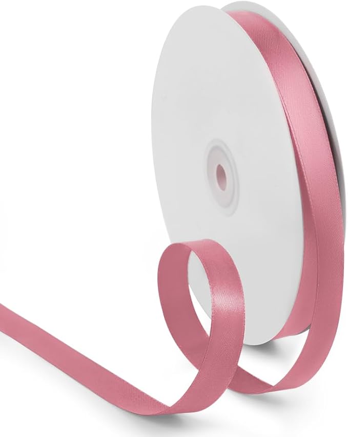 5/8 Inch 100 Yards Satin Ribbon Dusty Pink, Solid Color Fabric Ribbon for Gift Wrapping, Wedding, Polyester Gift Ribbon for Birthday Party Decoration, Craft, Hair, Floral, Sewing