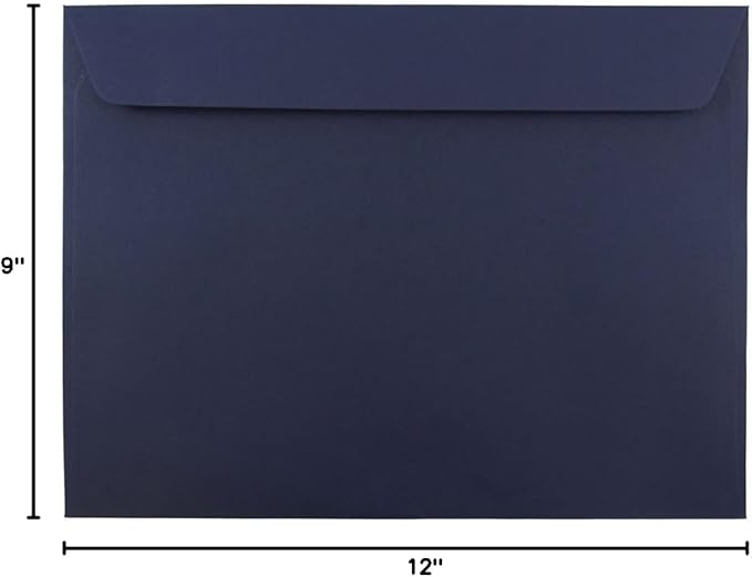 JAM PAPER 9 x 12 Booklet Premium Envelopes - Navy Blue - 100/Pack