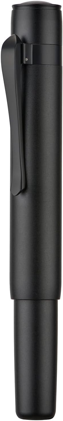 Hongdian M2 Mini Fountain Pen with Extra Fine Soft Nib, Sleek Shape Aluminium Short Pocket Travel Pen (Matte Black)