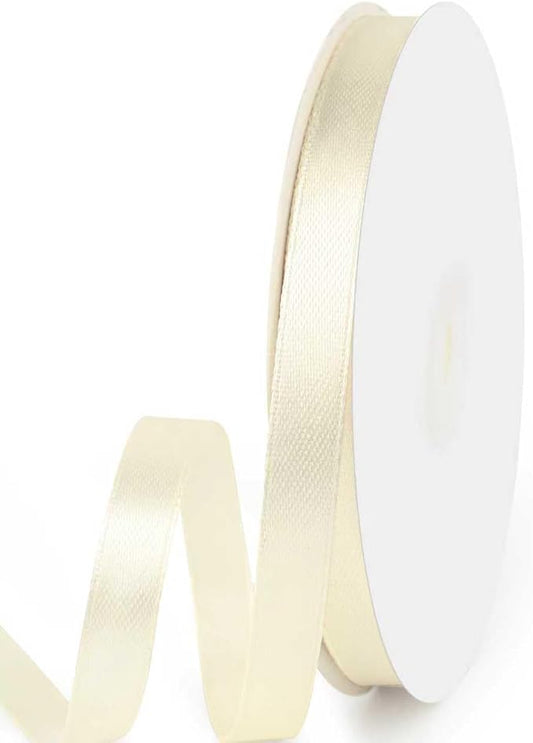 3/8" x 50 Yards Satin Ribbon - Ivory Silk Ribbon with Spool - Ideal for Gift Wrapping, Floral Bouquets, Crafts, Wedding Party Decorations, Christmas and Sewing Projects