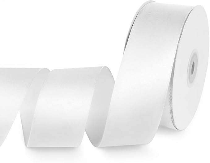 1-1/2" x 50 Yards Satin Ribbon - White Silk Ribbon with Spool - Ideal for Gift Wrapping, Floral Bouquets, Crafts, Wedding Party Decorations, Christmas and Sewing Projects