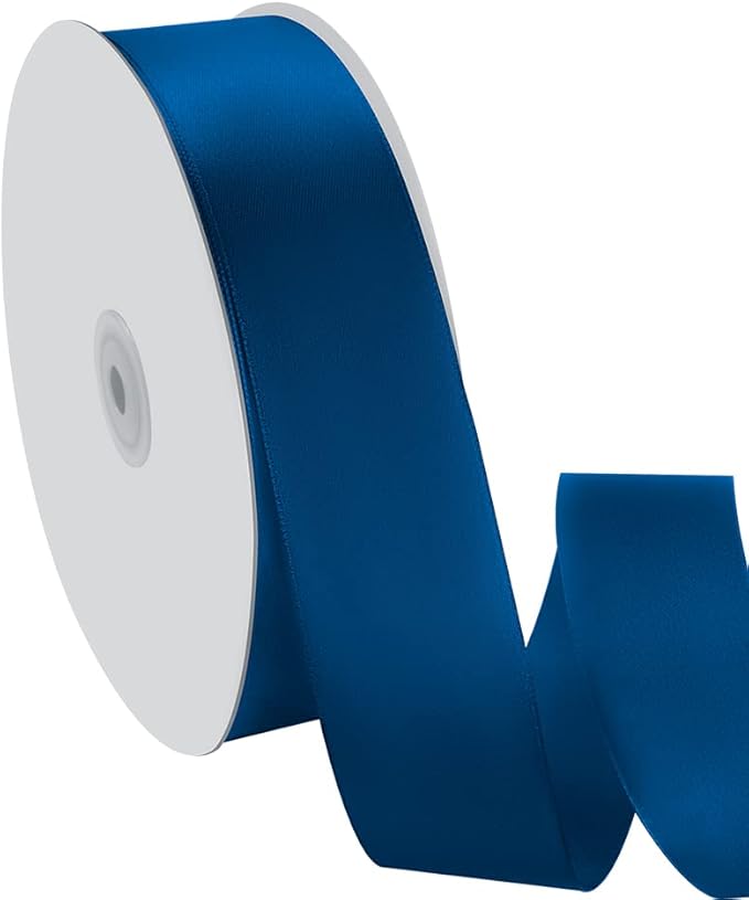 1-1/2" x 100 Yards Satin Ribbon - Wide Silk Navy Blue Ribbon with Spool - Ideal for Gift Wrapping, Floral Bouquets, Crafts, Wedding Party Decorations, Christmas and Sewing Projects