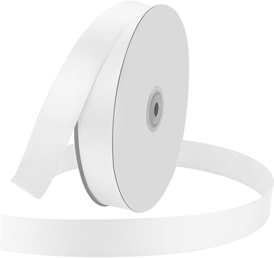 1" Wide x 100 Yards Single Face Polyester Satin Ribbon, Satin Ribbon for Crafts, Gift, Hair Bows, Wedding Party Decoration, Bow Making & Other Projects (White)