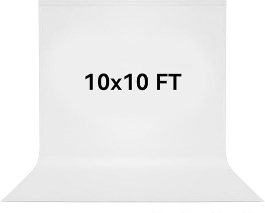 10 x10 FT White Backdrop Background, 100% Polyester Large Pure White Photo Backdrop, Foldable Washable Screen for Photography Party Portrait Photoshoots Booth Video Studio