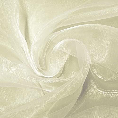 VDS Cream Organza Fabric, 10 Yards Continuous, 45” Wide, Wedding Party Decoration Iridescent Crystal Sheer Shiny Organza Tulle Bridal Dress DIY Crafts Costume Sewing Backdrop Arch Cloth