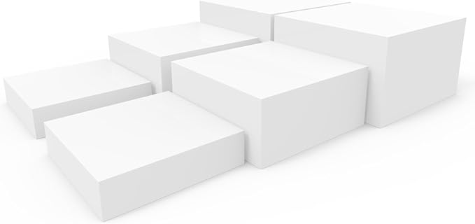 PecMuikee Buffet Risers, Food Risers for Buffet Table, Display Stand Shelf for Catering Dessert Collectibles Jewelry Figures Show, Acrylic Cube Display Nesting Risers with Hollow Bottoms 6PCS