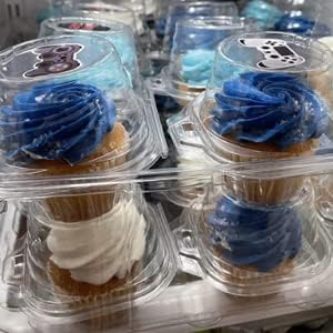 50 Pcs Cupcake Boxes Plastic Individual Cupcake Containers Single Cupcake Carrier with Connected Airtight Dome Lid for Party