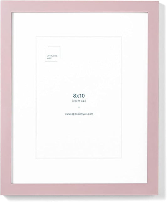 Opposite Wall - 8x10 in - Real Wood Pink Picture Frame - Lightweight, Versatile & Shatterproof - Wall Hanging & Tabletop Photo Frame - Office, Gallery & Home Decor