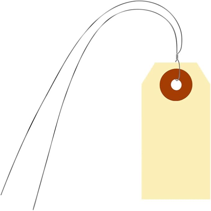 SmartSign Blank Manila Shipping Tags with Wire, Size-1, Pack of 1000, 13pt Thick Prewired Cardstock Tag, 2.75 x 1.375 inch Paper Hang Tags with Reinforced Fiber Patch