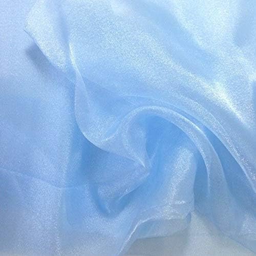 VDS Baby Blue Organza Fabric, 60 Yards Continuous, 45” Wide, Wedding Party Decoration Iridescent Crystal Sheer Shiny Organza Tulle Bridal Dress DIY Crafts Costume Sewing Backdrop Arch Cloth