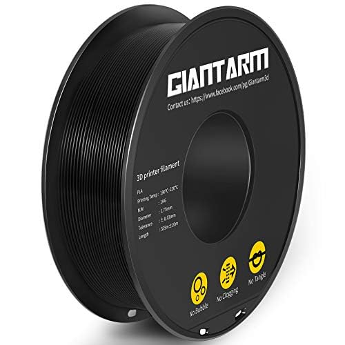 GIANTARM 3D Printer Filament, Black Pla Filament, 1Kg(2.2lbs) Spool, 1.75mm Dimension Accuracy +/- 0.03mm, 3D Printing Filament, Dark Black