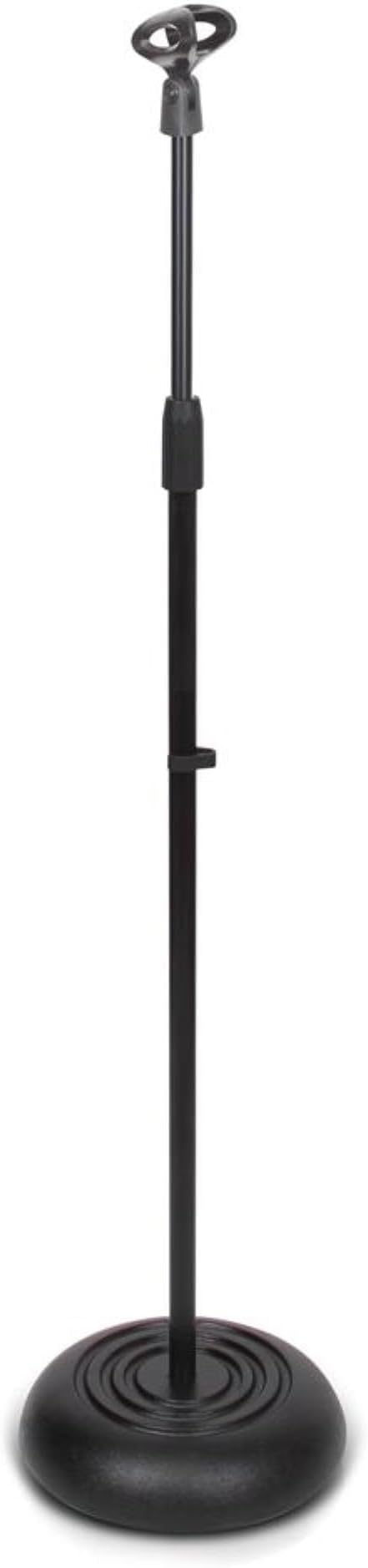 Pyle Adjustable Microphone Stand - Universal Mic Stand with Compact Heavy Base, Floor Standing Design, Height Adjustable, Pivot Angle Clip for Singing & Recording (2.8’ - 5’ ft., 9.8” Base Diameter)