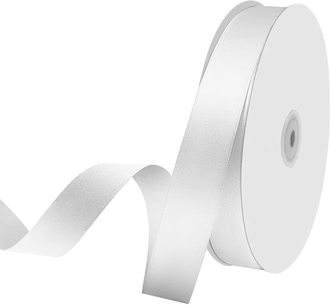 1" x 100 Yards Satin Ribbon - White Silk Ribbon with Spool - Ideal for Gift Wrapping, Floral Bouquets, Crafts, Wedding Party Decorations, Christmas and Sewing Projects
