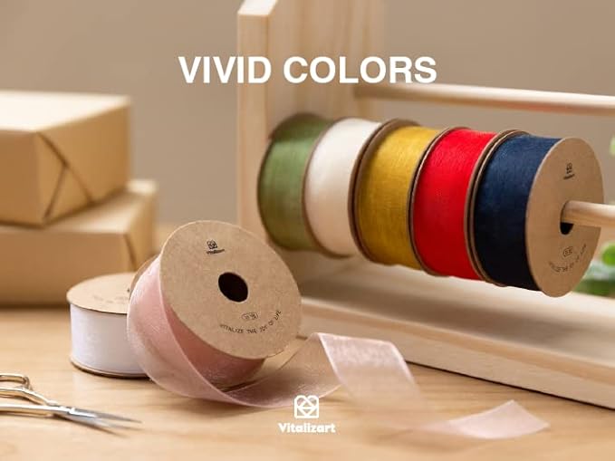 Vitalizart Ivory Cream Ribbon Organza Sheer Ribbon 1 inch x 30Yd Handmade Fabric Ribbons for Gift Wrapping Christmas Tree Crafts Bows Wedding Invitations Wreaths Wrap