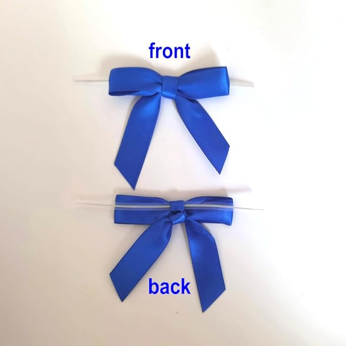 50pcs 2-1/2 Inch Blue Satin Ribbon Bows with Twist Tie Bows for Christmas Tree Decoration Gift Packing&Wrapping(Blue)