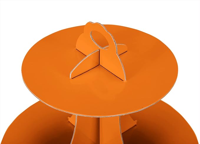 2Pcs 3-Tier Cupcake Stand, Cake Stand holder, Tiered DIY Cupcake Stand Tower for Dessert Table Displays, Birthday Theme Party Favors Decoration, Floral Tea Party, 12" W x 12.8" H, Orange