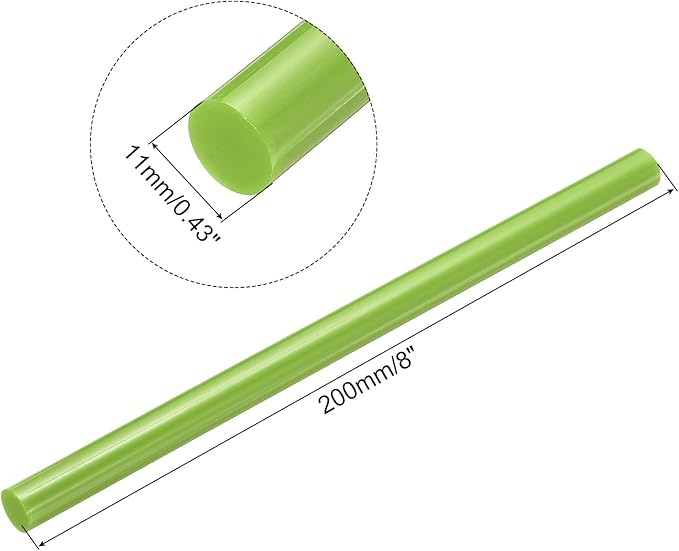 uxcell 20pcs Hot Glue Sticks for Glue Gun 11mm/0.43-inch x 8-inch Mini Hot Melt Adhesive Glue Stick Light Green