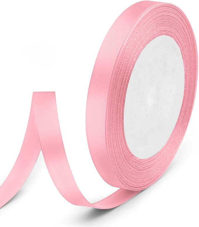 3/8" x 25 Yards Satin Ribbon, Light Pink Silk Ribbon Ideal for Gift Wrapping, Floral Bouquets, Crafts, Wedding Party Decorations, Christmas and Sewing Projects