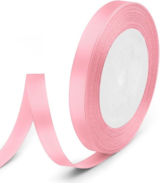 3/8" x 25 Yards Satin Ribbon, Light Pink Silk Ribbon Ideal for Gift Wrapping, Floral Bouquets, Crafts, Wedding Party Decorations, Christmas and Sewing Projects