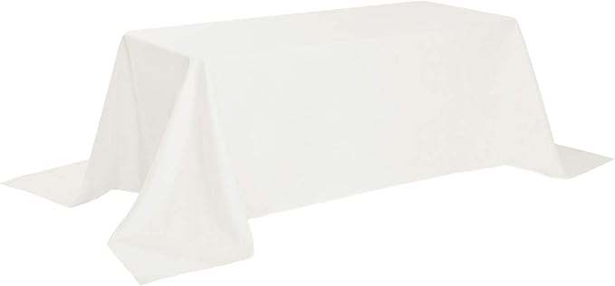 Rectangle Tablecloth 90x156 inch Washable Polyester Fabric Table Cloth for Wedding Party Dining Banquet Decoration（90x156, Ivory）