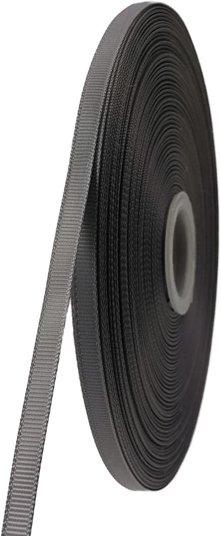 Jesep One Roll 100 Yards Soild Grosgrain Ribbon Boutique Gift Wrapping Package Ribbon, DIY Crafts Bow Hair Headband Accessories Assorted Ribbon #09(1/4" 6mm, Gray)