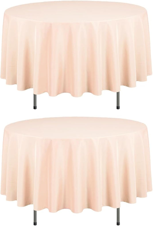 LTC LINENS 2 Pack 90 Inch Round Tablecloth Peach - Wrinkle Resistant Table Cloth for Round Table -Washable Polyester Fabric Table Cover for Wedding, Party