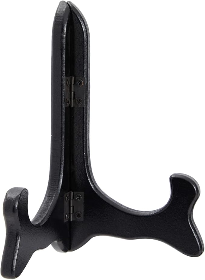 Juvale 6-Pack Wooden Plate Stands for Display - 6-Inch Black Compact Tabletop Wood Easels - Lightweight & Sturdy Plate Holder Stands for Photos & Artwork