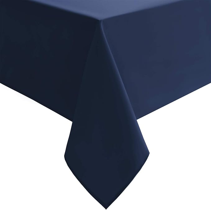 Hiasan Waterproof Tablecloth Rectangle - Washable Fabric Table Cloth for Dining Room Kitchen Birthday Party and Outdoor Use, Navy Blue, 30 x 60 Inch