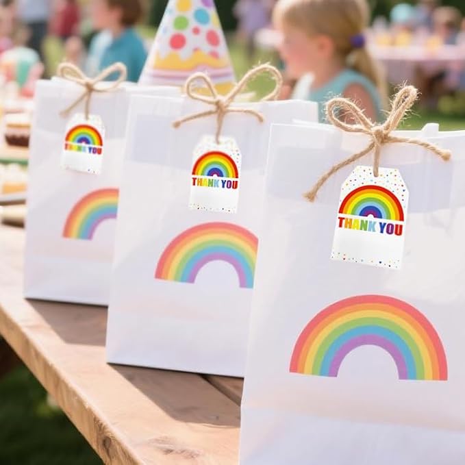 100Pcs Rainbow Heart Gift Tags with String Large Thank You Gift Tags Presents with 65 FT Jute Twine Personalized Tags for Wedding Baby Shower Birthdays Party Gift Wrap Tags