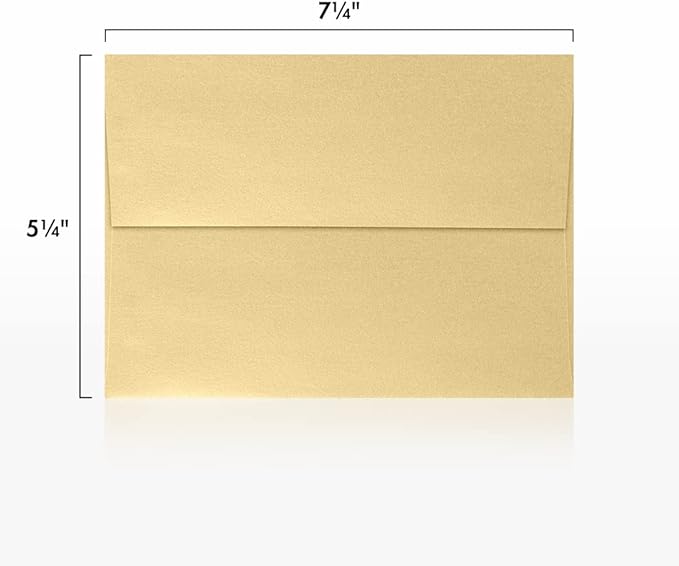 LUXPaper A7 Invitation Envelopes | Peel & Press | 5 1/4" x 7 1/4" | Blonde Metallic | 80lb. Text | 1,000 Qty