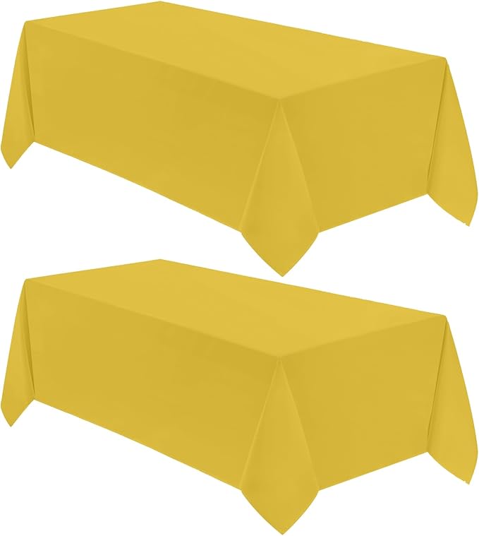 VidaFete Tablecloth 2 Pack 90 * 156inch Rectangle Table Cloth Polyester, Stain Wrinkle Resistant Polyester Dining Table Cover for Kitchen Dinning Party Wedding Rectangular Buffet Decoration(Yellow)