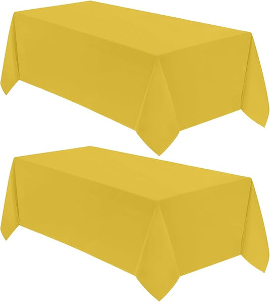 VidaFete Tablecloth 2 Pack 90 * 156inch Rectangle Table Cloth Polyester, Stain Wrinkle Resistant Polyester Dining Table Cover for Kitchen Dinning Party Wedding Rectangular Buffet Decoration(Yellow)