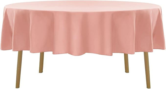 70 inch Round Tablecloth Washable Polyester Table Cloth Decorative Table Cover for Wedding Party Dining Banquet（70 inch, Dusty Pink）