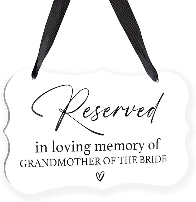 Acrylic Wedding Sign, Ring Bearer Sign, Reserved Seating Signs, for Grandmother of The Bride, Rustic Wedding Decor Signs, Acrylic Wall Art With Ribbon for Chairs Weddings Decor (White)