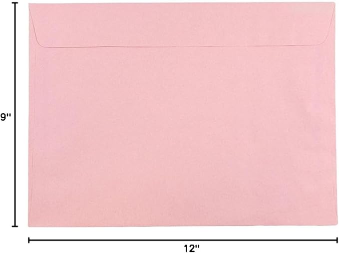 JAM PAPER 9 x 12 Booklet Premium Envelopes - Baby Pink Pastel - 25/Pack