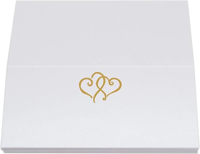 Linked Hearts Place Cards, Gold (Choose Color), Set of 60, Pre-cut and Scored - Wedding, Party, Dinner, and Special Events - Made in the USA