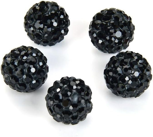 100pcs Adabele Grade A Suncatcher Crystal Rhinestone Pave Loose Beads 10mm Jet Black Polymer Clay Disco Ball Spacers Compatible with Shamballa All Craft Jewelry Making DB10-23