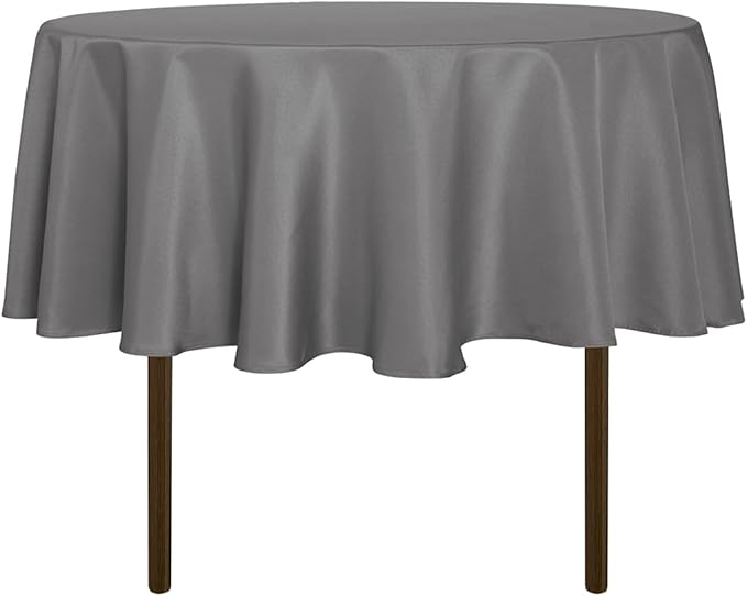 sancua Round Tablecloth - 48 Inch - Water Resistant Spill Proof Washable Polyester Table Cloth Decorative Fabric Table Cover for Dining Tables, Buffet Parties and Camping, Light Grey