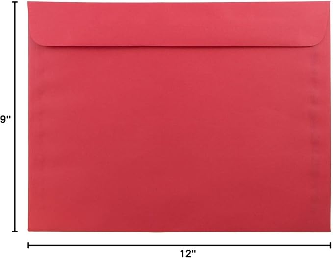 JAM PAPER 9 x 12 Booklet Colored Recycled Envelopes - Red Recycled - 50/Pack