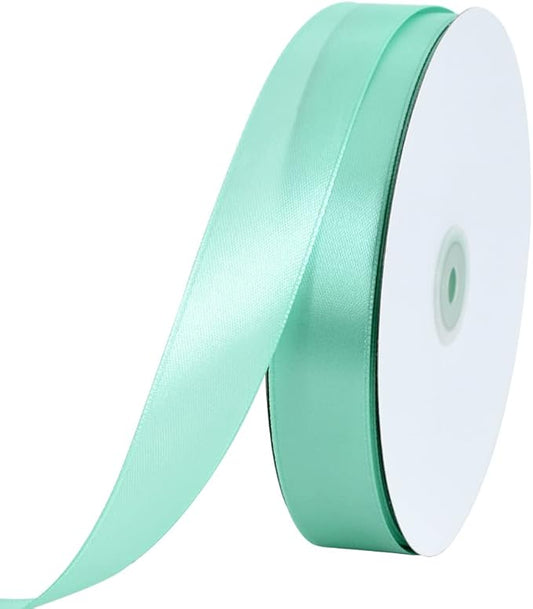 TONIFUL 1 Inch x 100yds Teal Turquoise Blue Satin Ribbon, Thin Solid Color Satin Ribbon for Gift Wrapping, Crafts, Hair Bows Making, Wedding Party Decoration, Invitation Cards, Floral Bouquets