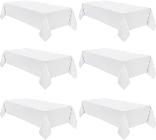 VidaFete Tablecloth 60 * 102inch 6 Pack Rectangle Table Cloth Polyester, Stain Wrinkle Resistant Dining Table Cover for Kitchen Dinning Party Wedding Rectangular Tabletop Buffet Decoration(White)
