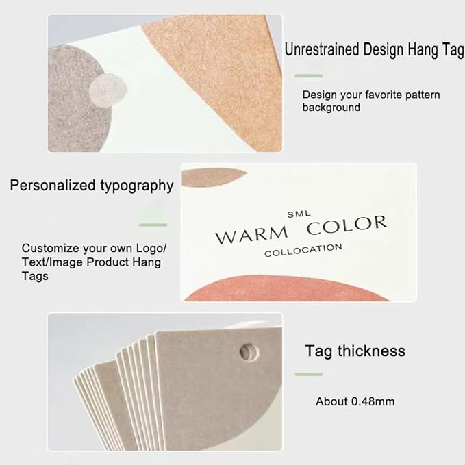 200 Pcs Custom Hang Tags,Personalized Your Logo Photo and Text Design Price Tags Jewelry Hang Tags Labels (Gift Tag Rope)