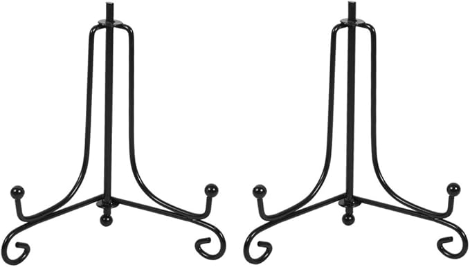 (2 pack)Iron Display Stand, Black Iron Easel Plate Display Photo Holder Stand, Displays Picture Frames, Cookbooks, Decorative Plates, Tablets and Art 5 Inch