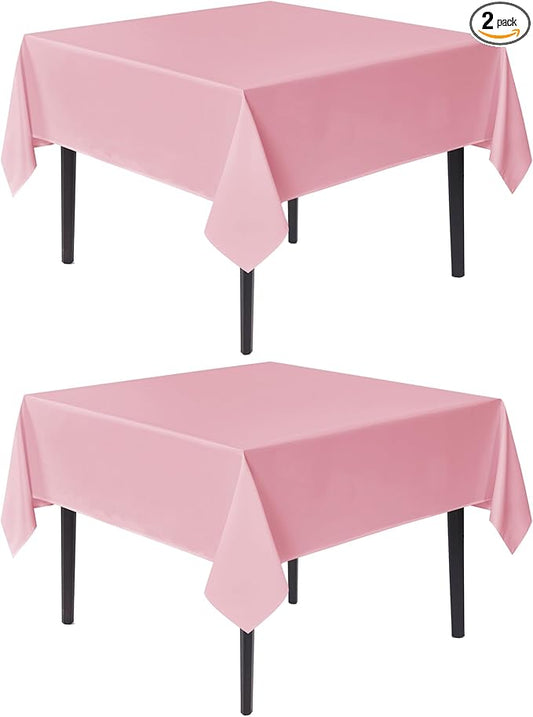 sancua Square Tablecloths 54x54 Inch, 2 Pack - Pink Fabric Table Cloth for Square or Round Tables, Washable Polyester Table Cover for Dinner, Holiday Party, Decorative Display Tables